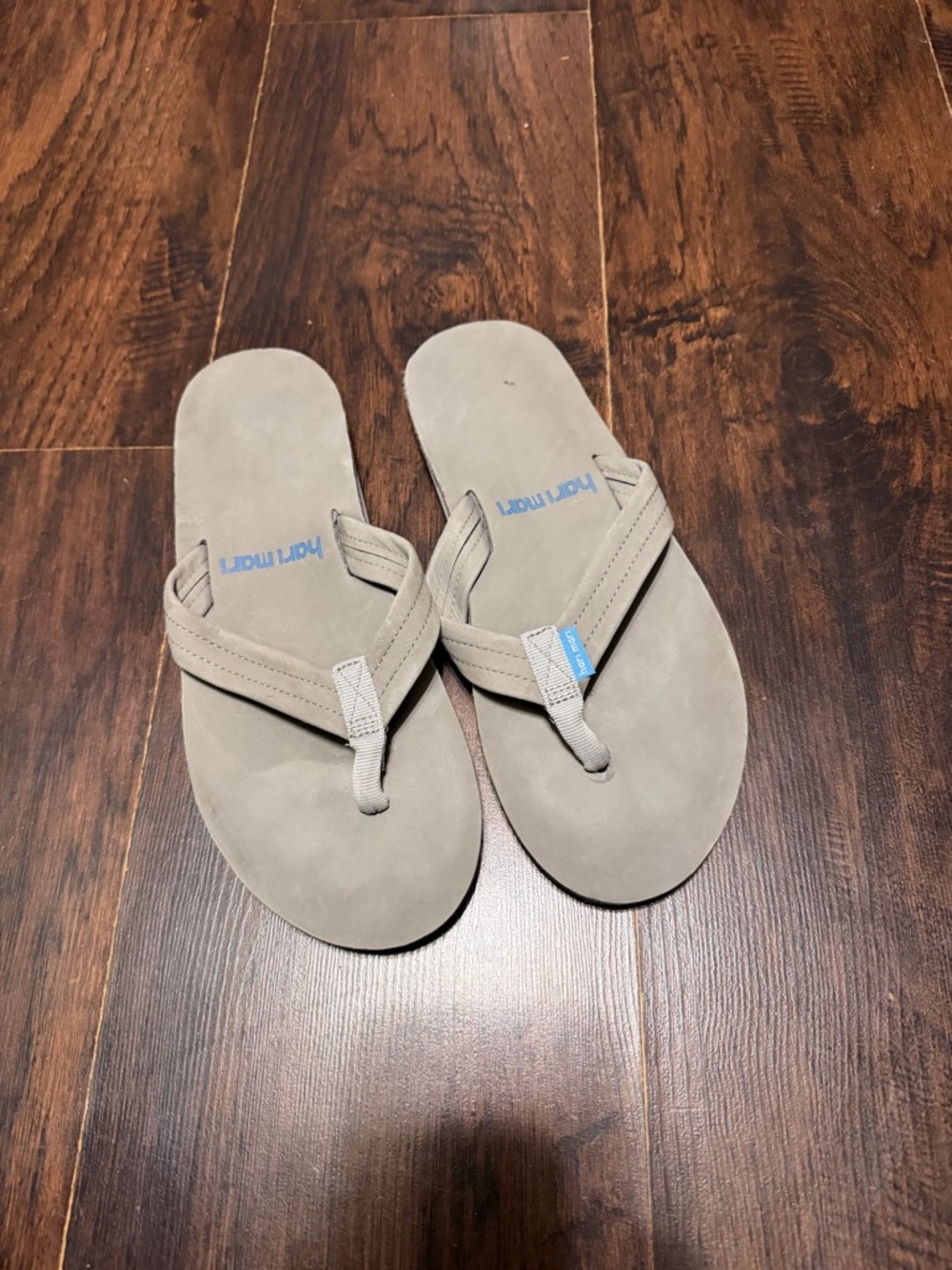 Haflinger Taupe Suede Thong Sandals